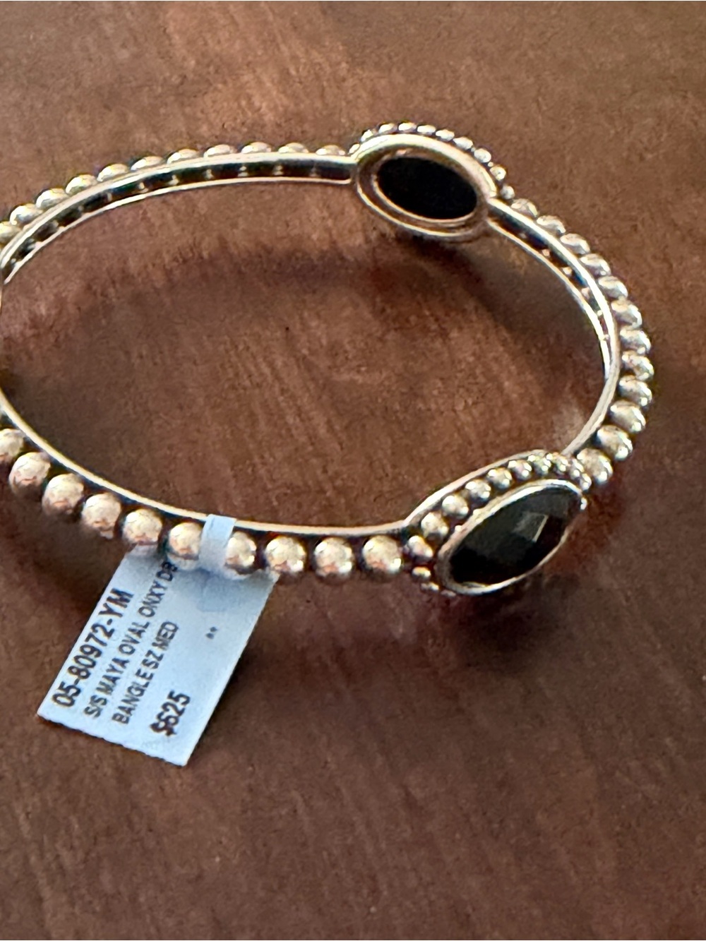 LAGOS MAYA FACETED ONYX DOUBLET STATION BANGLE BRACELET
